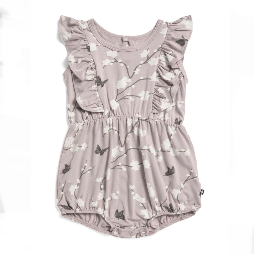 Kyte BABY Dusty Lilac Floral Ruffle Romper